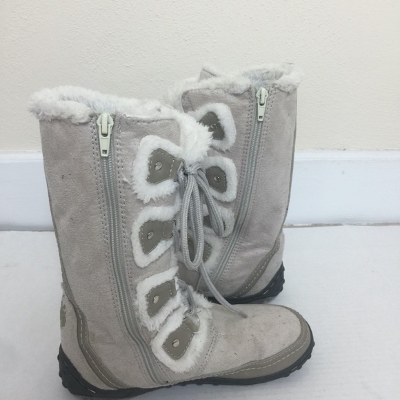 U.S. Polo Assoc Womens Faux Suede & Faux Lined Fur Lace Up Gray Boots - Picture 7 of 12